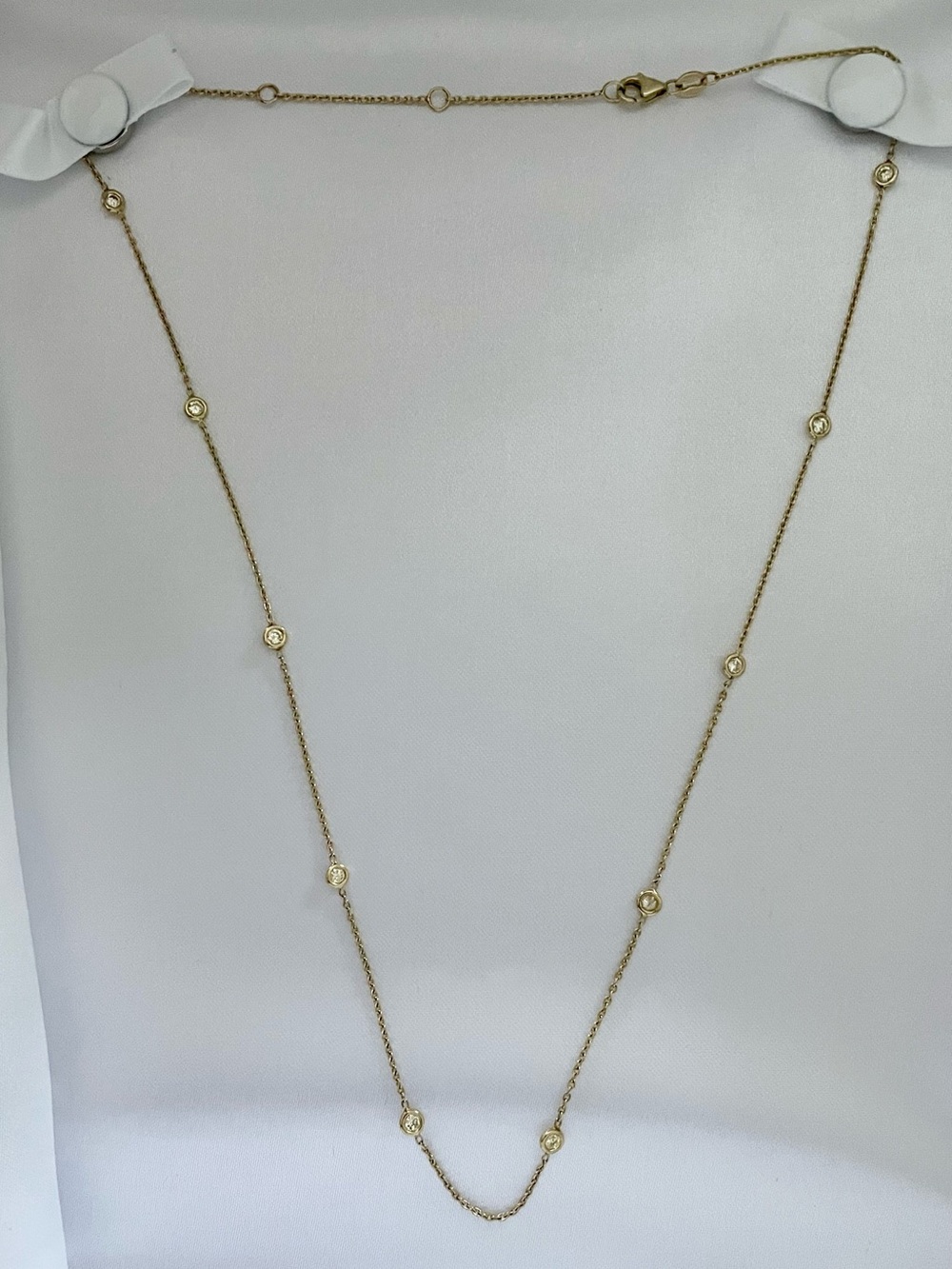 14K Yellow Gold Diamonds by the Yard Station Necklace .75 Carats Fine Jewelry